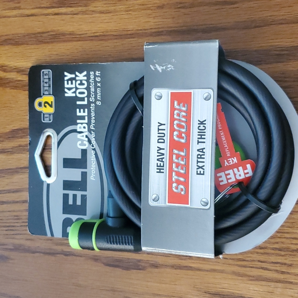 Bell key cable lock 8mm x 6 ft for bicycle